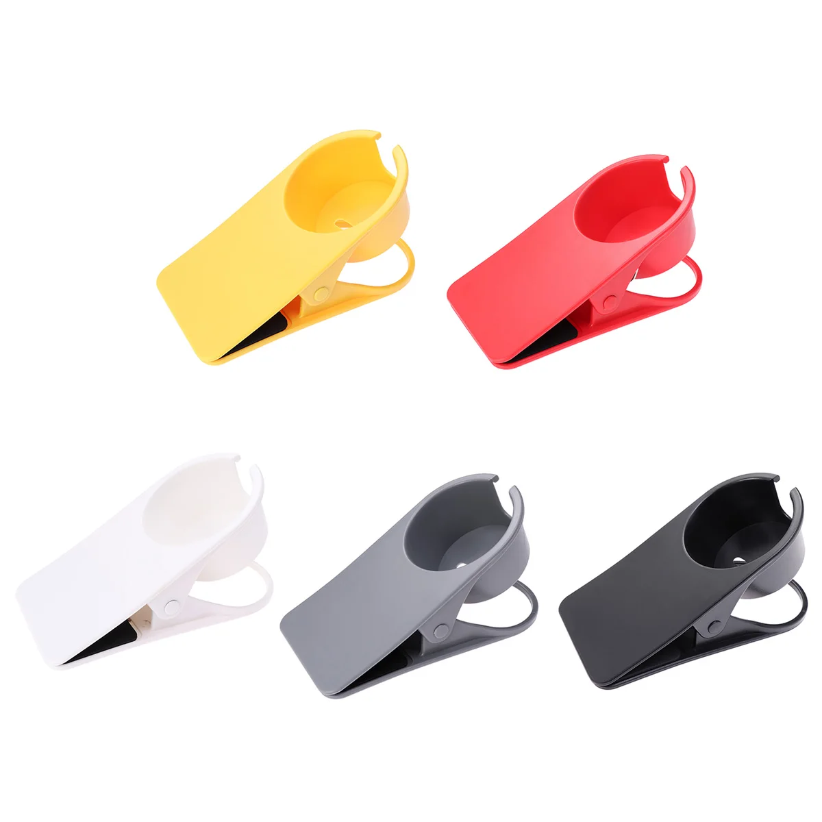 

Cup Holder Clip Desk Organizer ABS Strong Clamp Spring Black Travel Table Bottle Stand Coffee Mug Saucer USB Slot Charging Phone