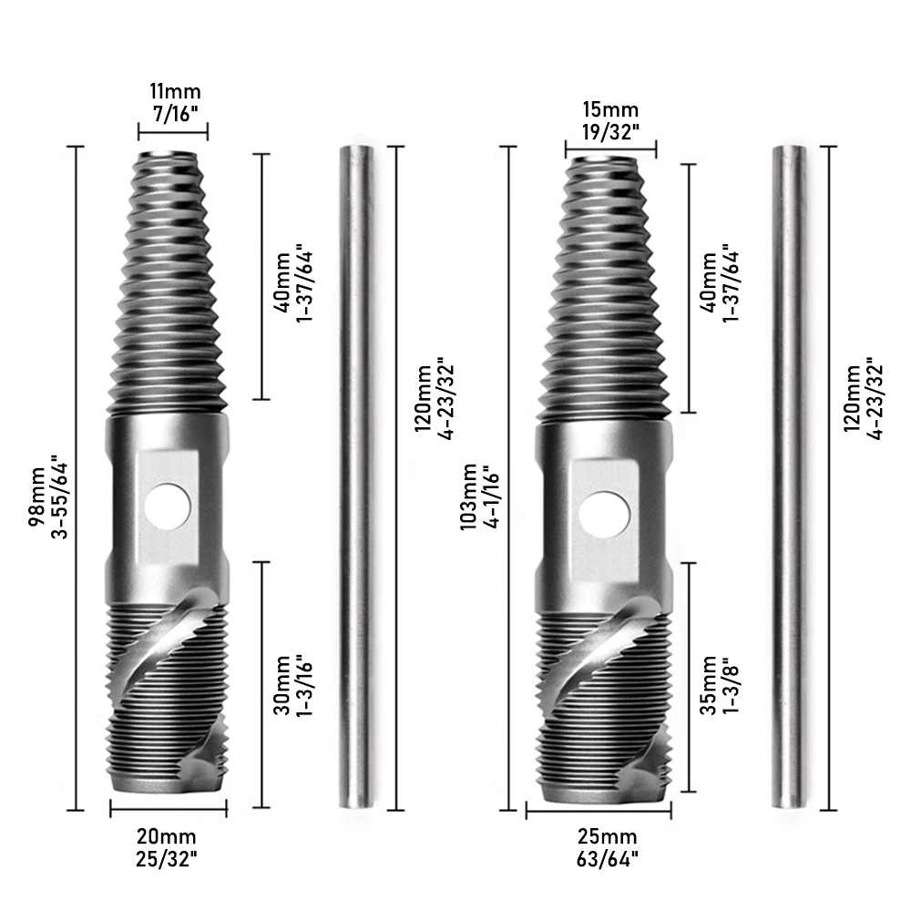 Double Head Screw Extractor Drill Bits Set Damaged Water Pipe Broken Bolt Screws Remover Tools Faucet Valve Thread Repair Taps