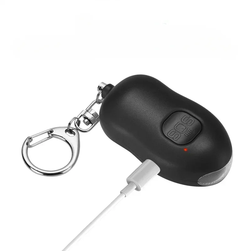 Rechargeable LED Flashlight 140dB Security Alarm Whistle Keychain for Night Running, Traveling, Elderly Travelling