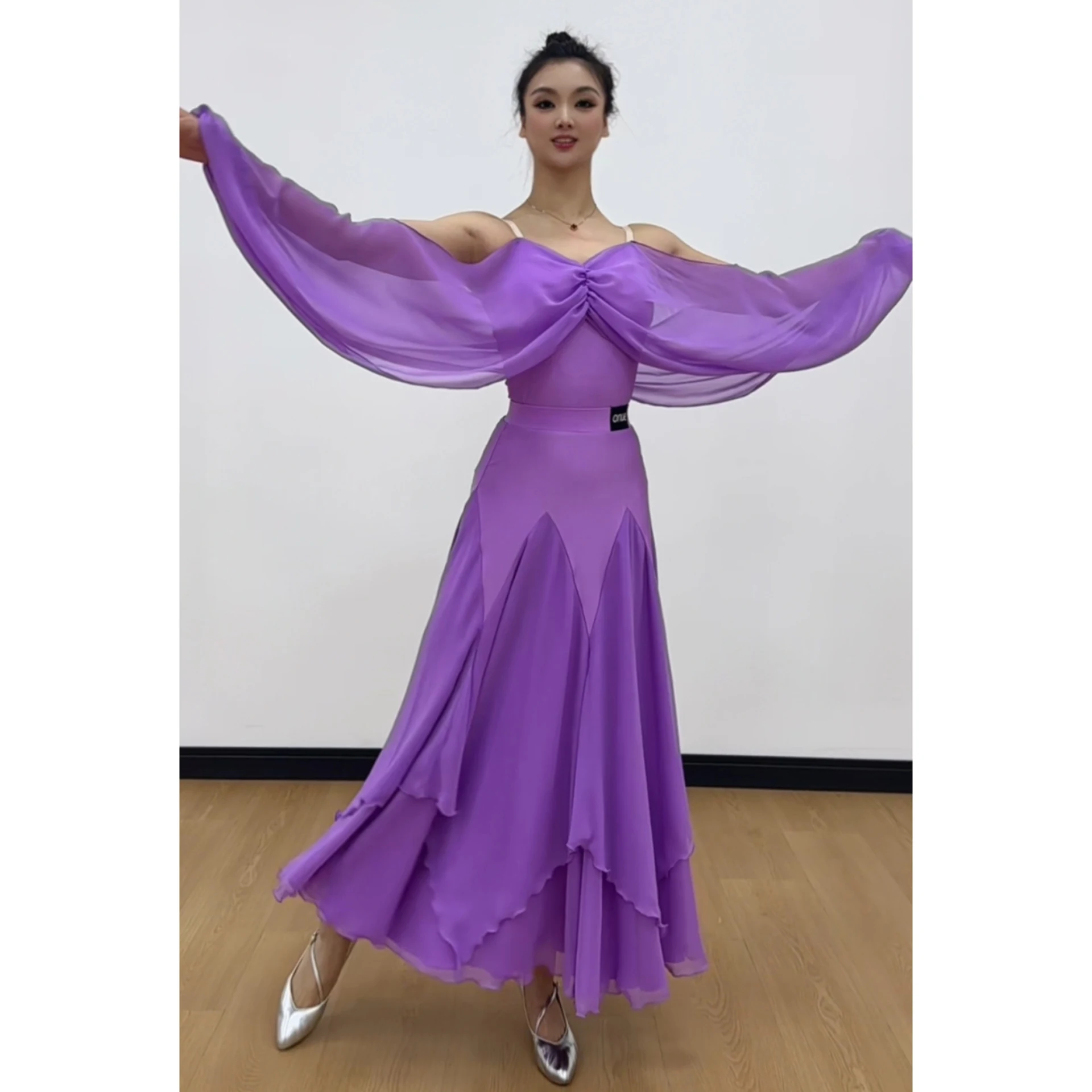 Purple Ballroom Dance Clothes Women WaltzDance Tops Skirt Practice Clothing Adult Prom Performance Dresses Tango Wear BL18083