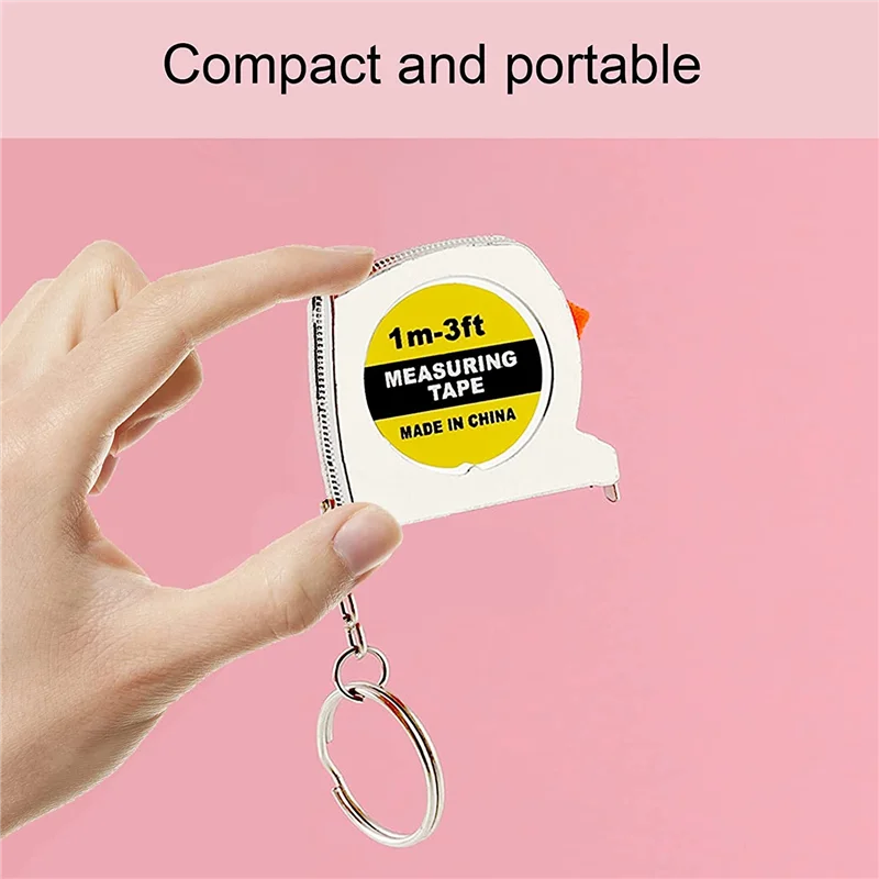 50 Pcs Keychain Tape Measure, Functional Pocket Tape Measure, Small Tape Measure Retractable, 3Ft