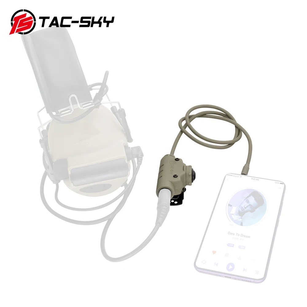 Ts Tac-Sky Tactical Ptt Adapter U94 V2 Ptt Push To Talk 1Pin Phone Ptt With Standard 7.00Mm Jack For Tactical Headset