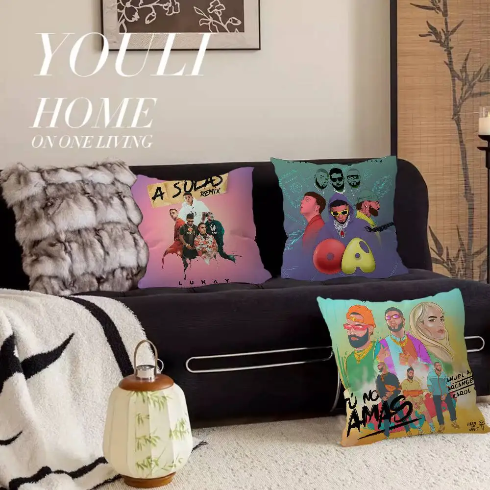 Anuel AA Real Hasta La Muerte Music Album Maple Design Cushion Cover Happy Autumn Harvest Decor Holiday Decorati Pillow Cover