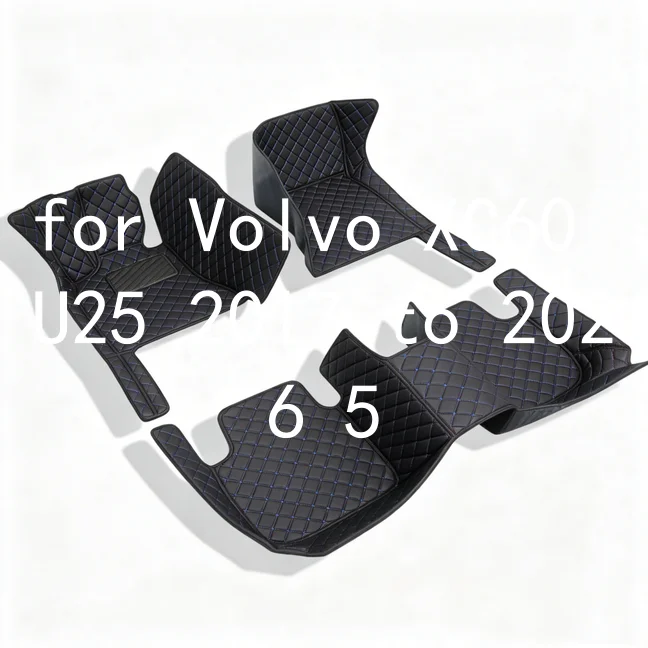 OEM Passgenaue Diamant-Leder-Fußmatten für Volvo XC60 U25 2017 bis 2026 5-Sitzer Maßgefertigte Vollumfassende Auto-Fußpolster, Wasserfeste Fleckenresistente Teppiche, Linkslenker Auto-Innenausstattung