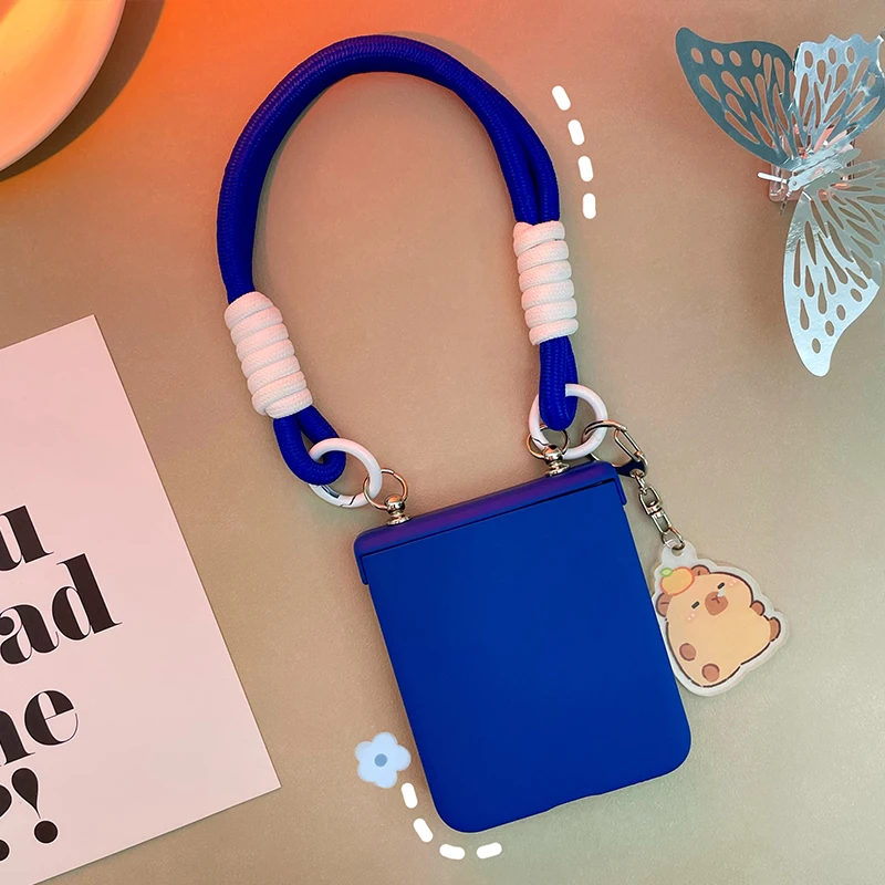 Cute Bracelet Klein Blue Hinge Case For Samsung Galaxy Z Flip 3 4 5 6 zflip5 Protective Cover image 3