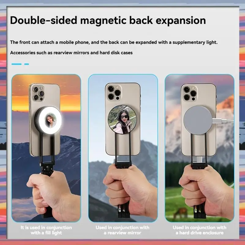 AC18(Guaranteed) Magnetic Foldable Phone Stand With Fill Light Mini Mobile Phone Desktop Stand Selfie Holder For Magsafe Iphone