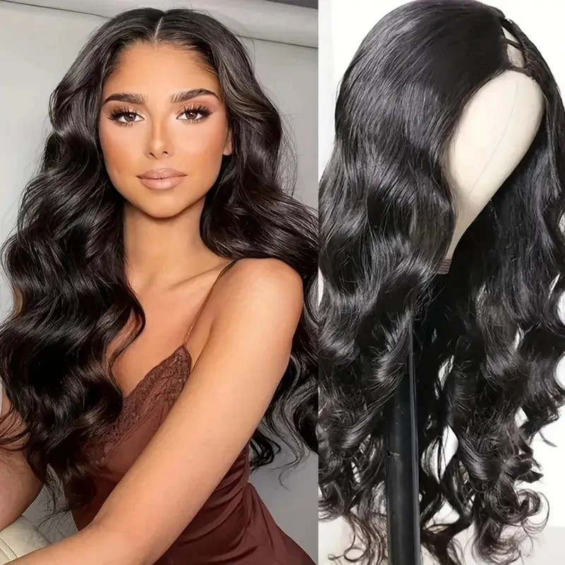 Body Wave V Part Wigs Human Hair 250% Density For Women Full Head Clip In Half Wig No Leave Out Body Wave Wig For Black Women