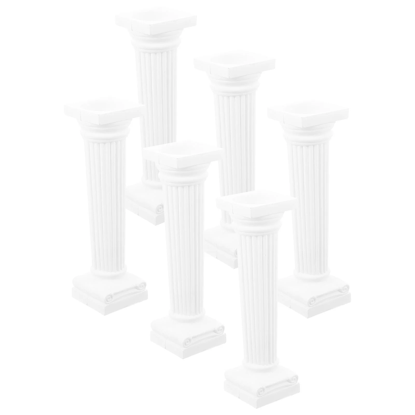 6 Pcs Roman Columns for Model Greek Pedestal Decorative Pillars White Plastic Entry Way