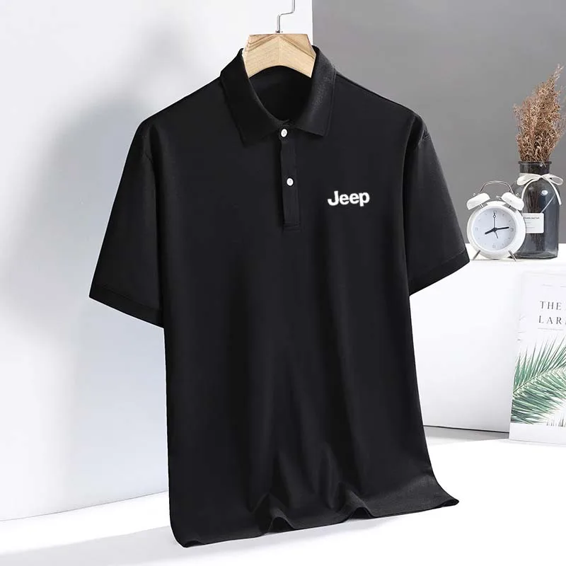 JEEP SPIRIT Jeep short-sleeved T-shirt Men's Collar Solid Casual