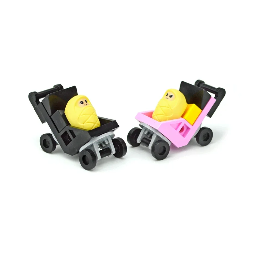 DIY Accessories  Assemble Bricks for Children City MOC Toy Small Baby Figures Stroller Building Blocks Cute Baby Carriage