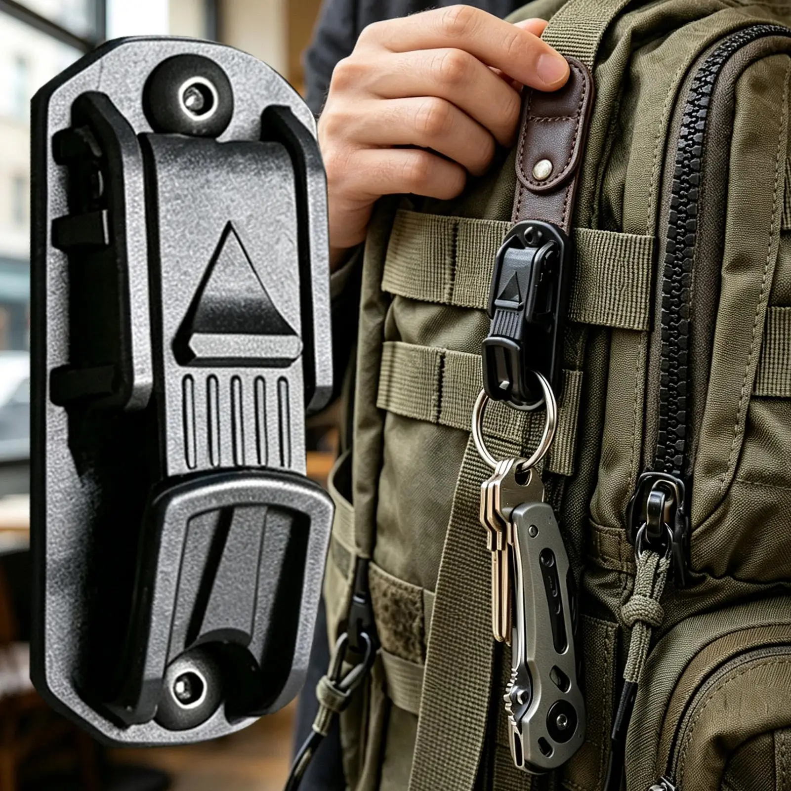 Keychain Belt Clip Multifunctional Carabiner Hook Buckle Black Carabiner for Rescue Survival Outdoor Camping Hiking Backpacking