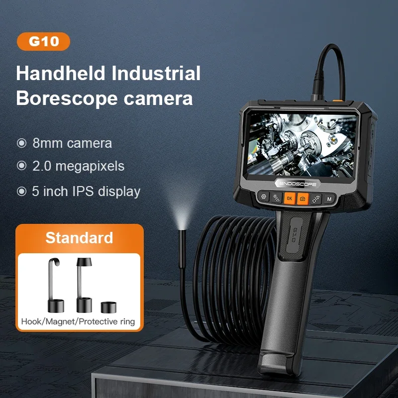 Imagem -02 - Câmera Industrial do Endoscópio para o Motor do Carro Rotação Automática de 360 ° Lente Dupla Endoscópio Handheld da Inspeção Tela Ips mm 200w