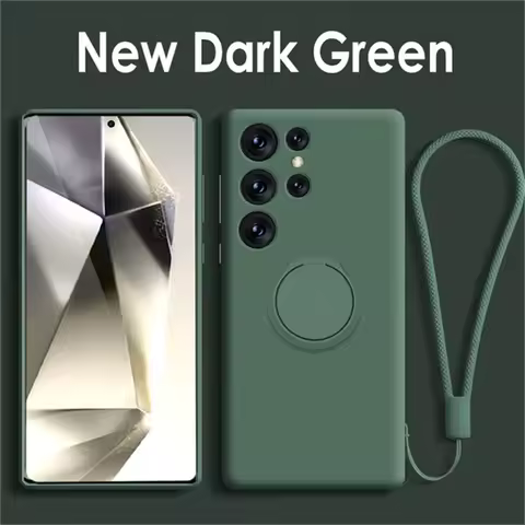 Magnetic Holder Ring Case For Samsung Galaxy S25 S24 S23 S22 Ultra S21 Plus FE Liquid Silicone Cover For Samsung S24 Ultra Cases