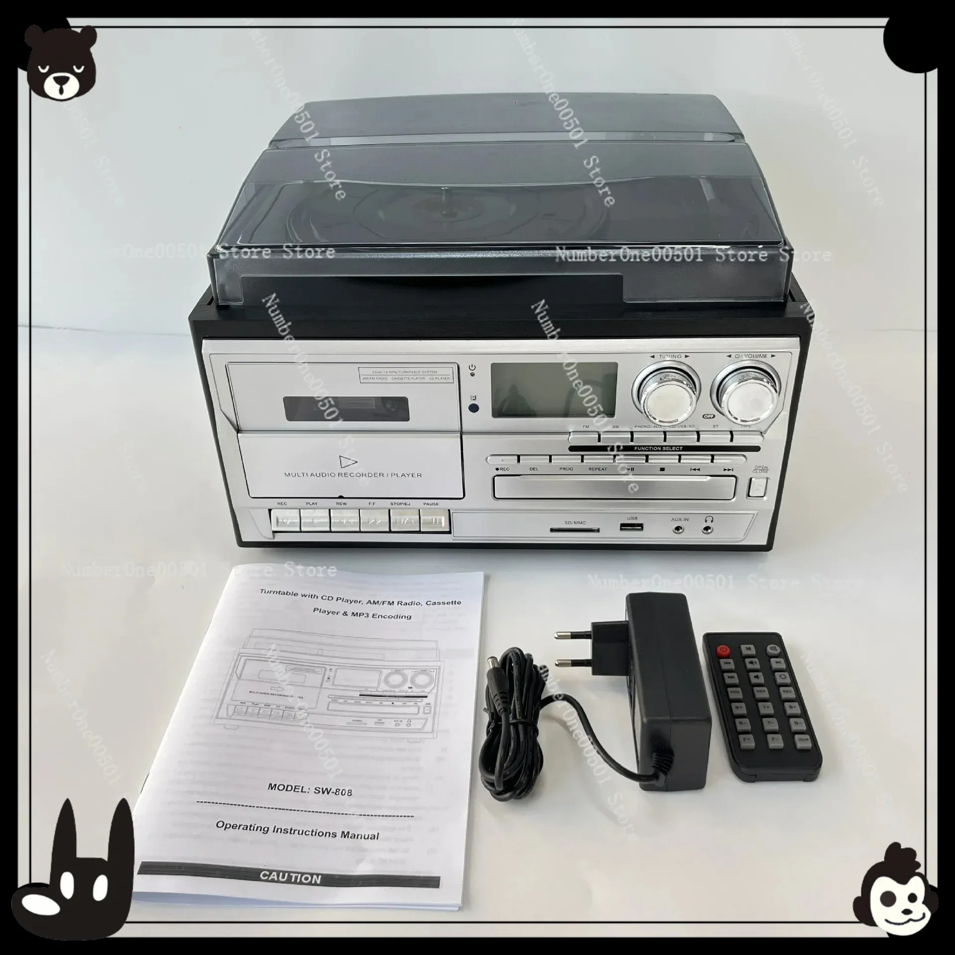 

Vintage vinyl record player CD player Vintage tape player FMAM radio Desktop bluetooth speaker ornament