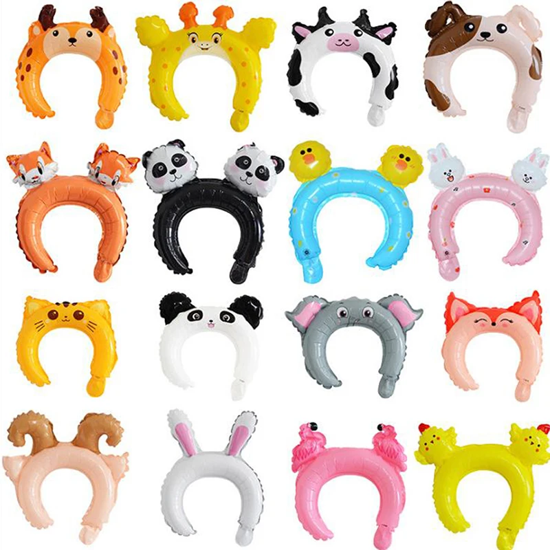 20Pcs/set Random Style Cute Headband Foil Balloon Animal Balloon Children's Toys Party Decor Hairpin Headwear