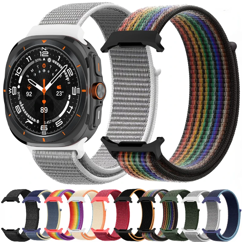 حزام حلقة من النايلون قابل للتنفس لساعة سامسونج جالاكسي الترا 2025 47 ملم سوار معصم ناعم ساعة جالاكسي 8-7 الترا باند