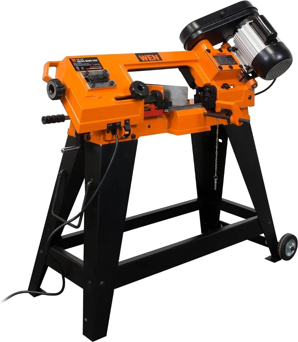 

A Metal Band Saw with Stand Black Charger Included chainsaw accessories table saw power tools wood cutting machine