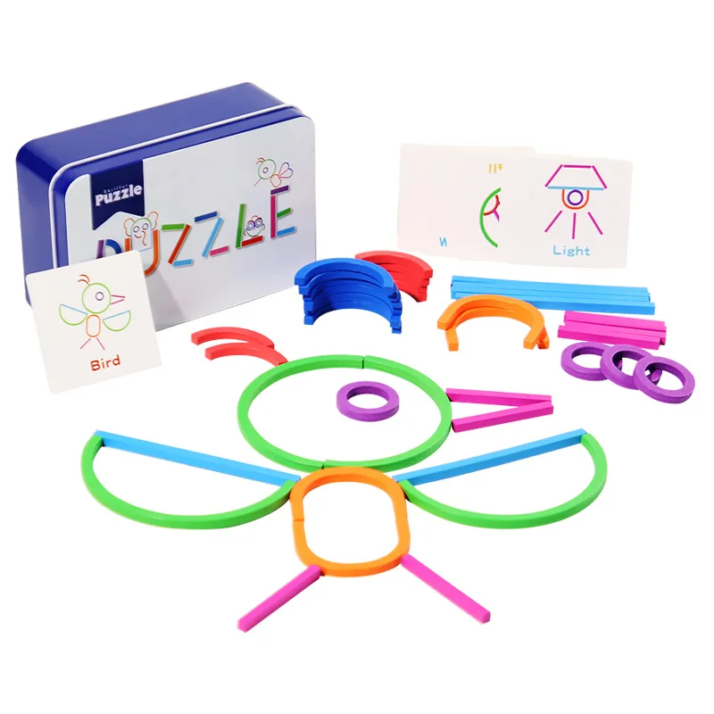 Holz Kreative Sticks Bau Puzzle Pädagogisches Stapeln Blöcke Spielzeug Set Form Farbe Sortierer Spiel Montessori Spielzeug für Kinder