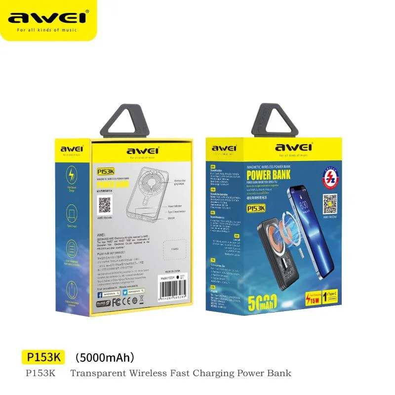 Awei P153K PD20W Magnet Wireless Power Bank 5000mAh For iOS&Android Phone Portable Mini Powerbank Fast Charge External Battery