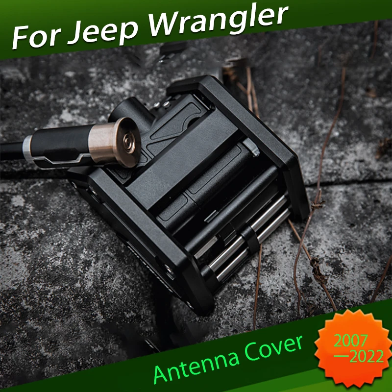 Antenna Cover Suitable for Jeep Wrangler 2007 2008 2009 - 2022 Modified Aluminum Alloy Wake Up Antenna Base Decorative Cover