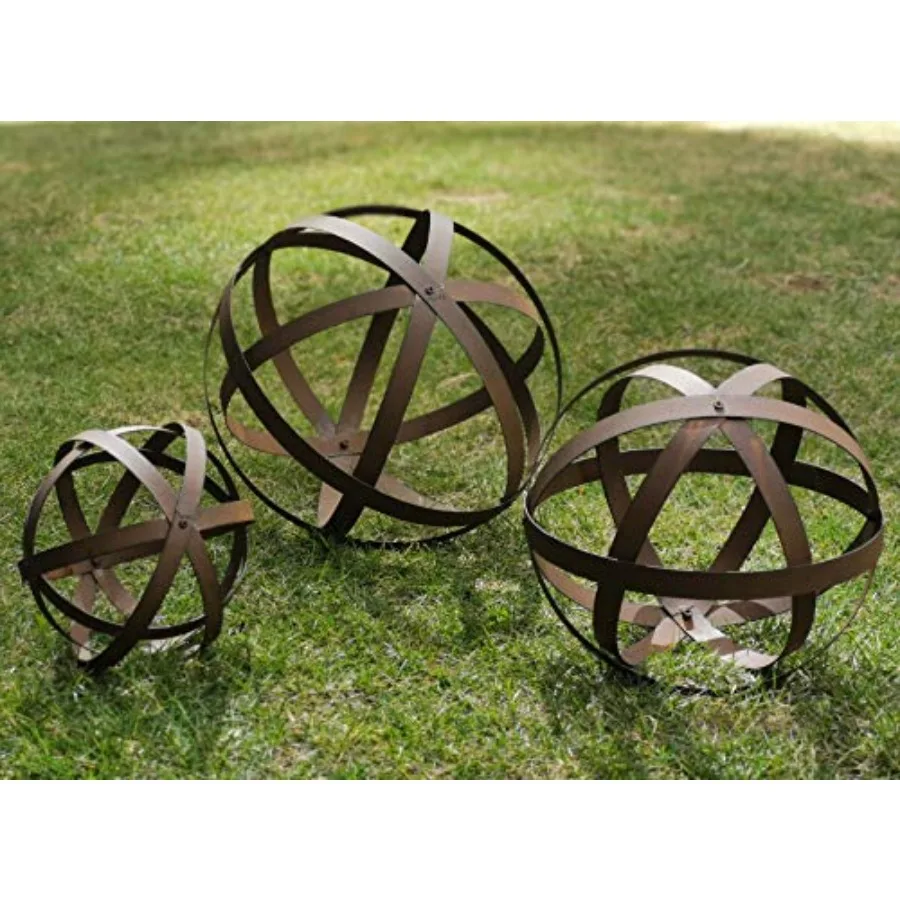 

Metal Garden Spheres Metal Band Decorative Spheres Metal Folding Orb Garden Ball Sets of 3