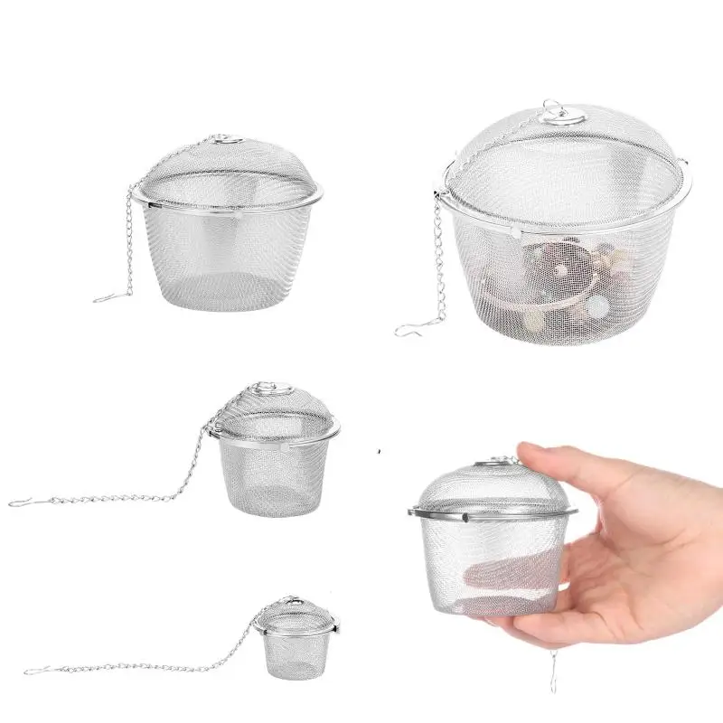 Tea Spice Strainer Durable Silver Reusable Stainless Mesh Teakettle Locking Tea Filter Infuser Spice Kitchen 3 Sizes