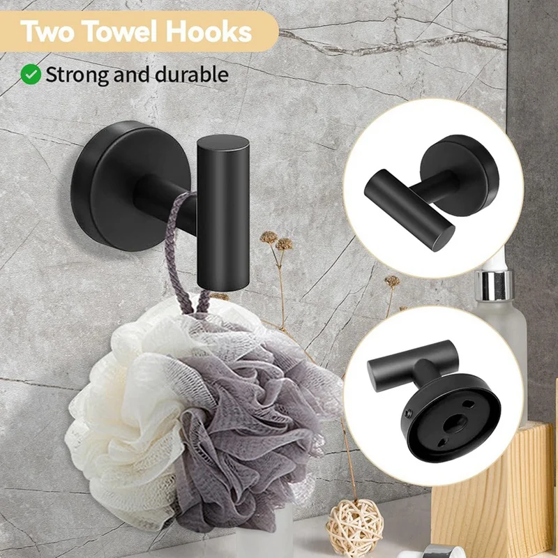 Stainless Steel Bathroom 5-Piece Ring Set Towel Rack Set Bathroom Hardware Hook Set Complete Bath Towel Bar Set Retail