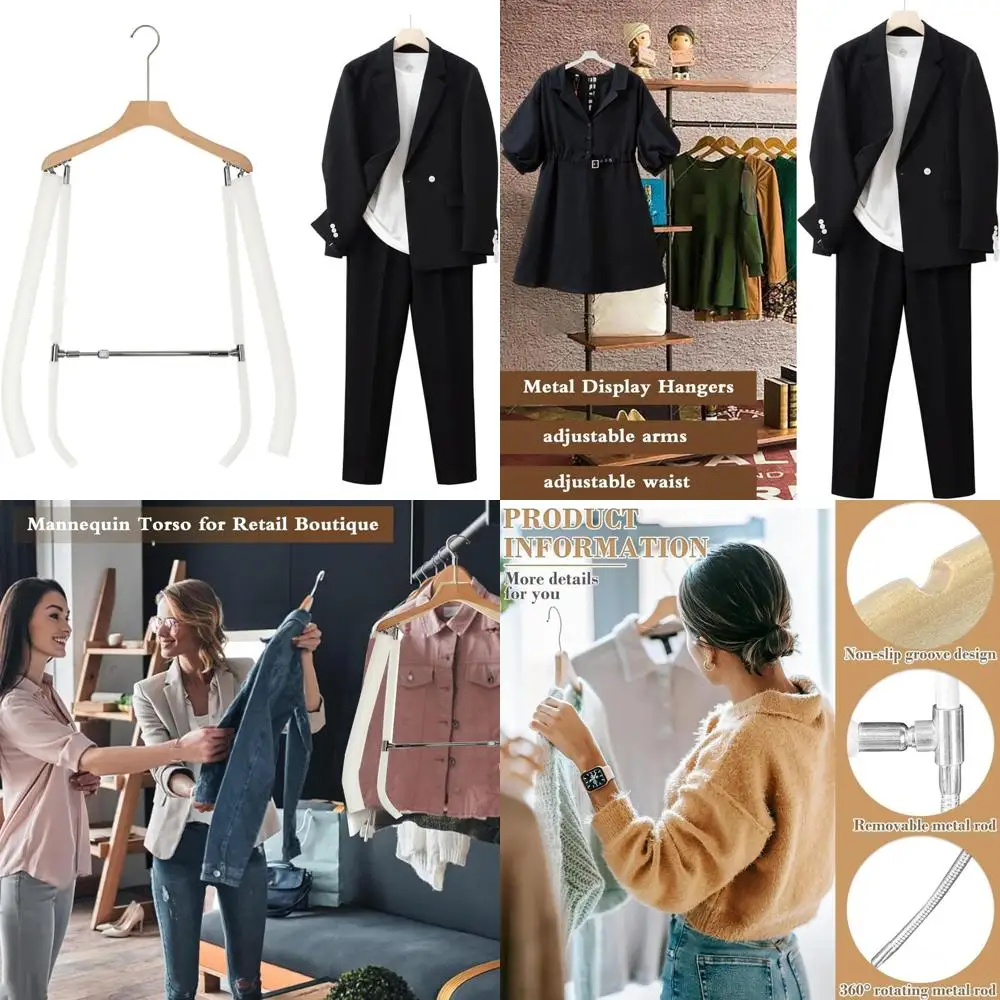 

Adjustable Waist and Arm Mannequin Hangers for Dress Forms - Ideal for Retail Boutiques, Photography, and Show Displays