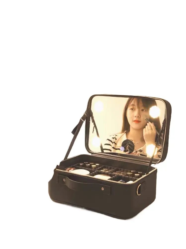 German cosmetic bag led with lamp with mirror, high-end portable and large-capacity cosmetic case for makeup artists