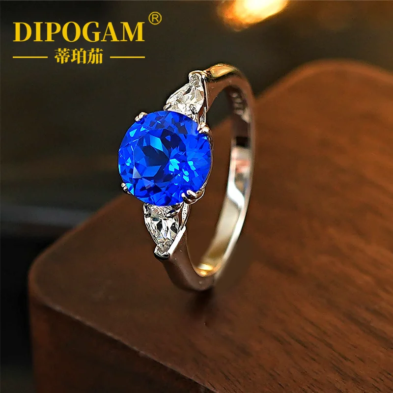 

2ct Precision Cultivated Spinel Ring for Women 925 Sterling Silver Three-Stone Colorful Gemstone Engagement Wedding Ring