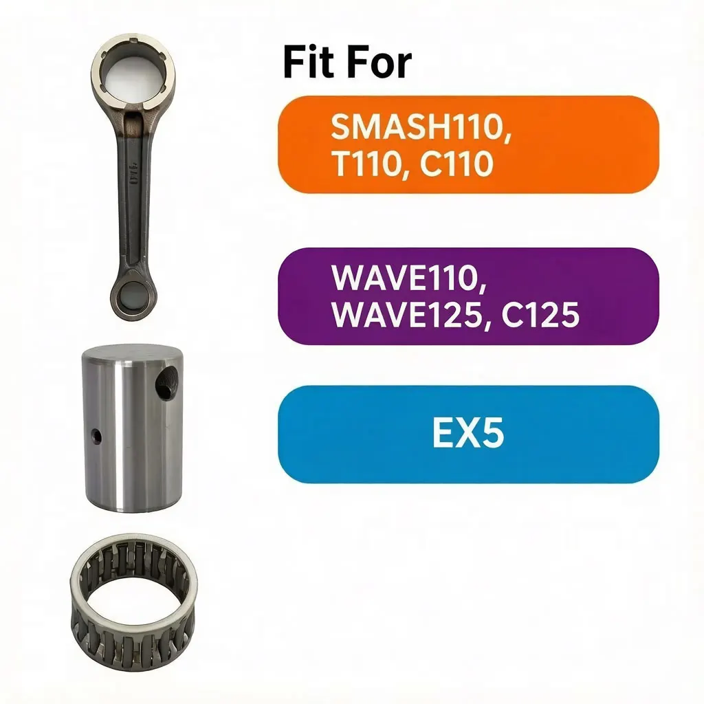 Motorcycle Crankshaft & Connecting Rod Kit Fit for SMASH110 T110 C110 WAVE110 WAVE125 C125 EX5 Engine Parts