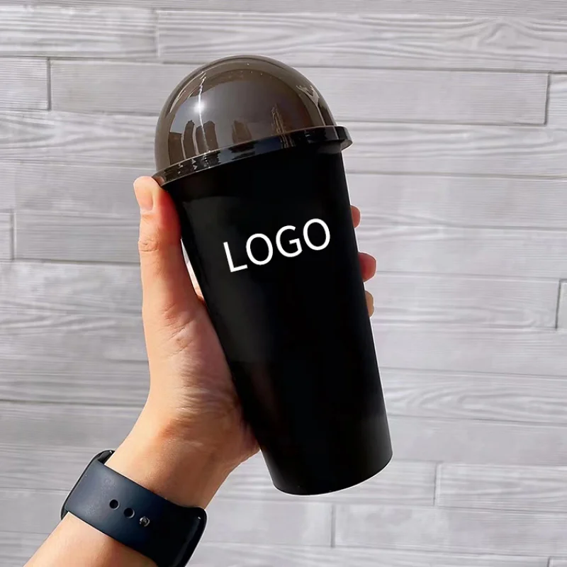 custom.LOKYO Food Grade 700ml PP Black Boba Tea Custom Plastic Disposable Cups with Lid