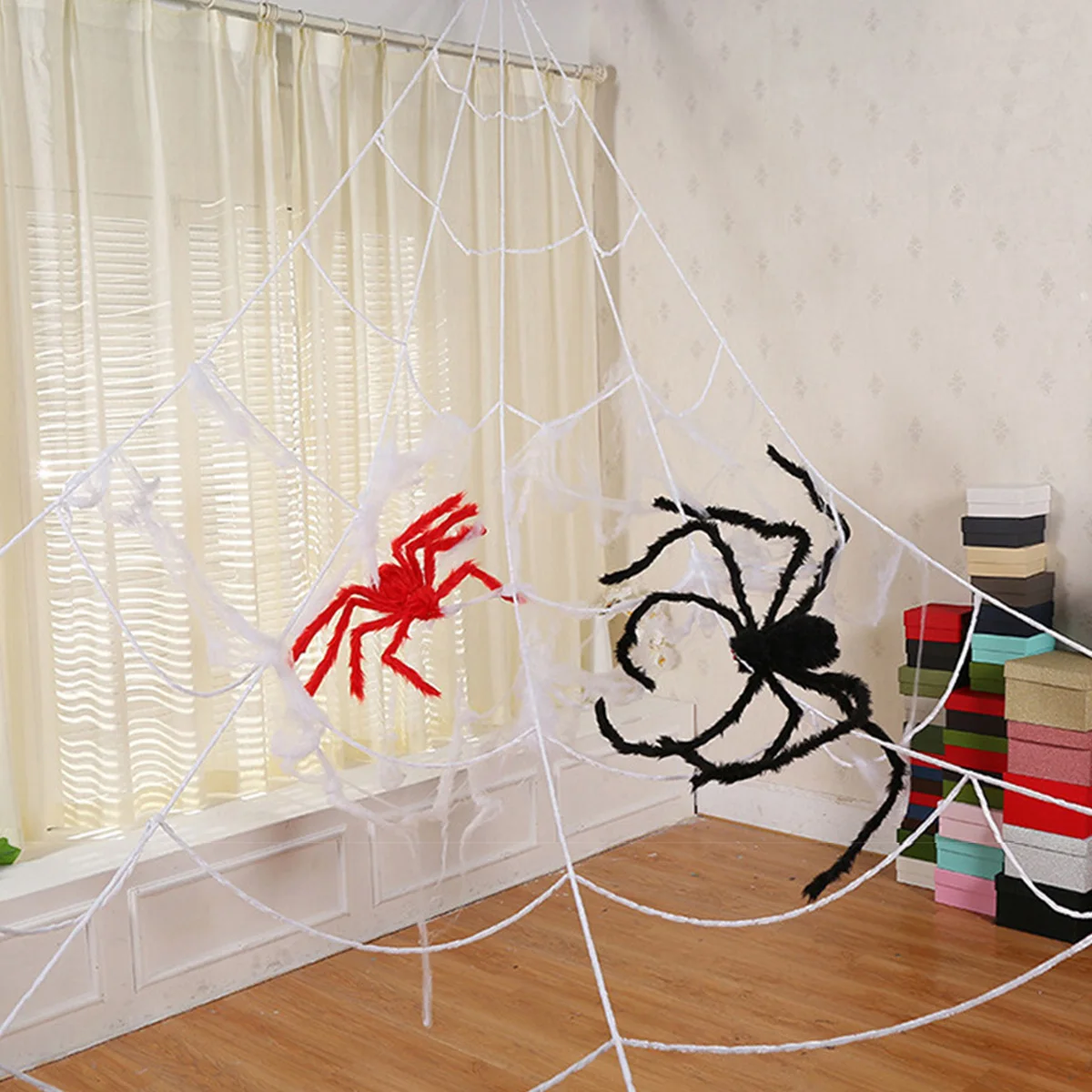 

Halloween Triangle Spider Web Black Spider Ghost House Chamber Decoration Props Weird Party Decoration Horror Trick Toys