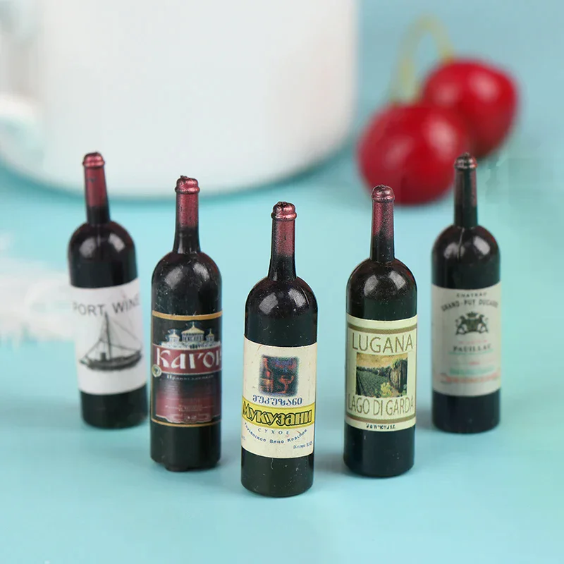 10 قطعة 1/12 دمية مصغرة مجموعة زجاجات النبيذ الصغيرة مع صندوق محاكاة المشروبات نموذج لعب لدمية ديكورات منزلية اكسسوارات #4