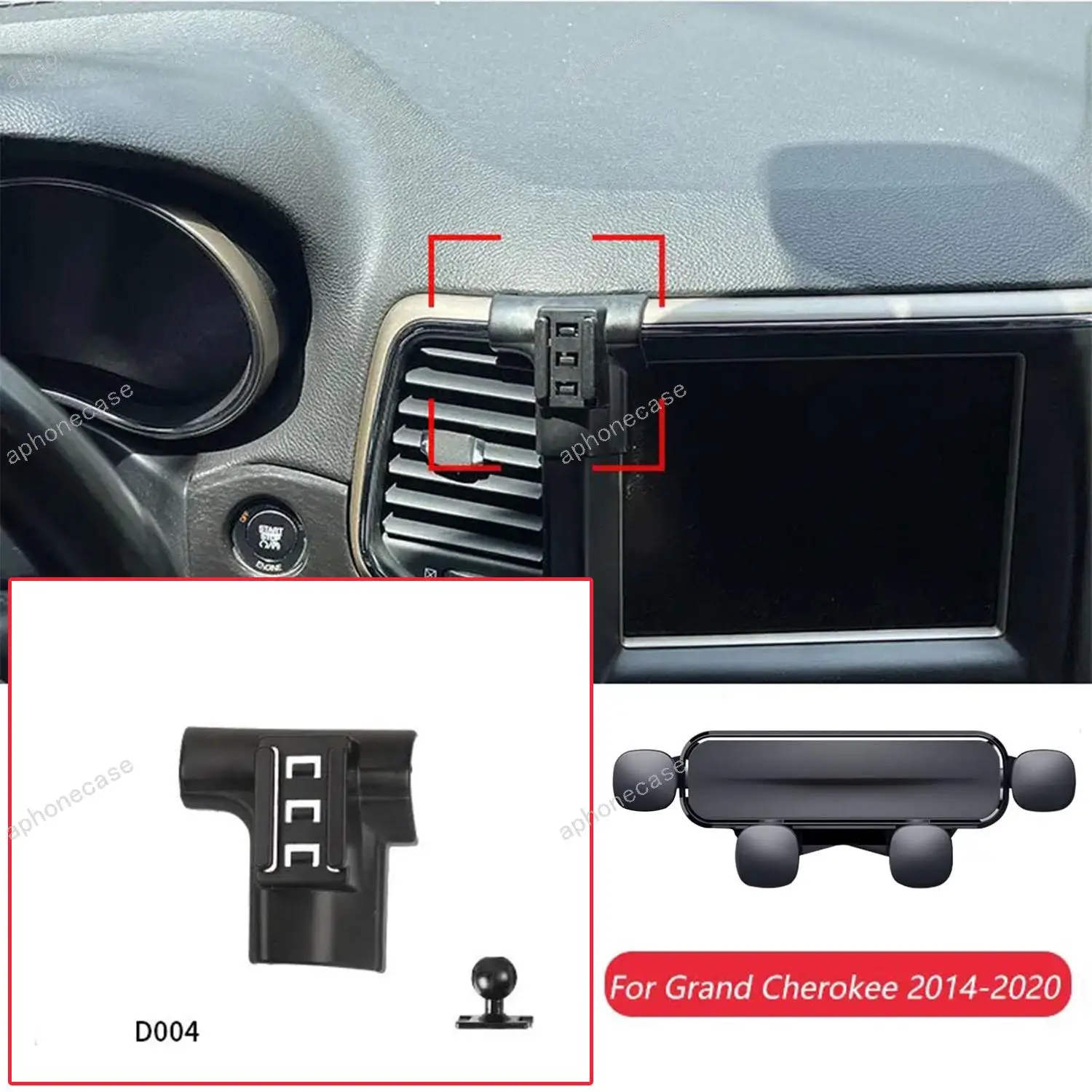 For JEEP Grand Cherokee 2014-2020 Car Phone Holder Base Special Mounts Fixed Air Outlet Bracket Base Accessories With Ball 17mm