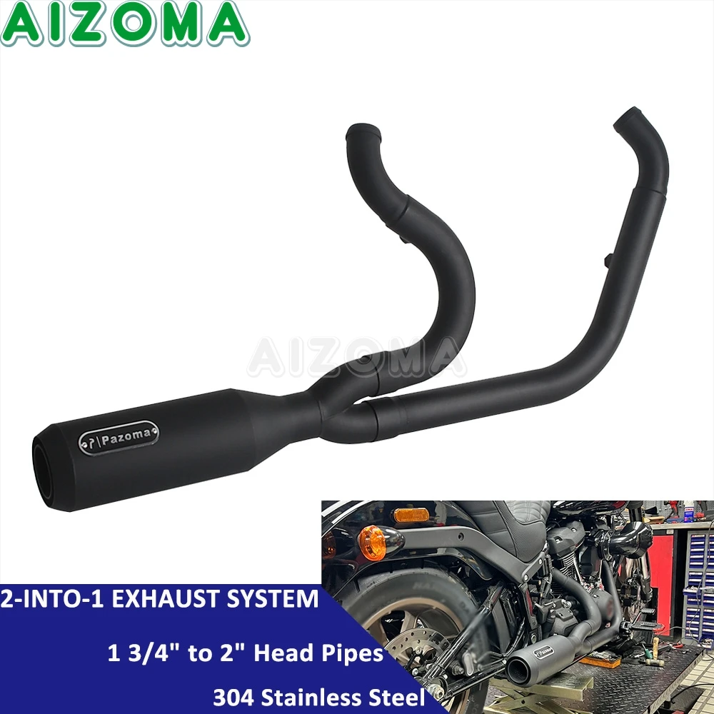 2in1 Exhaust System For Harley Softail Low Rider S ST FXLR FXLRS FXLRST EI Diablo FXRST 117 Motorcycle Complete Exhaust Muffler
