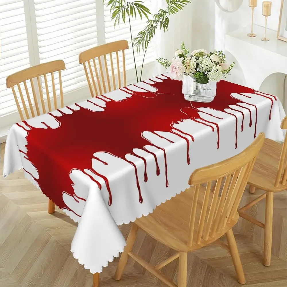 Halloween Horror Scary Bloody Waterproof Tablecloth for Table Decor Rectangle Kitchen Dining Tablecloth Halloween Decorations