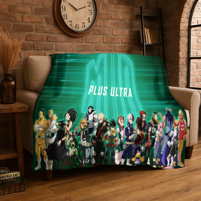 Cartoon My Hero Academia Deku Bakugou Anime Flannel Blanket Soft Warm Throw Blanket for Bedroom Living Room Bed Travel Picnic