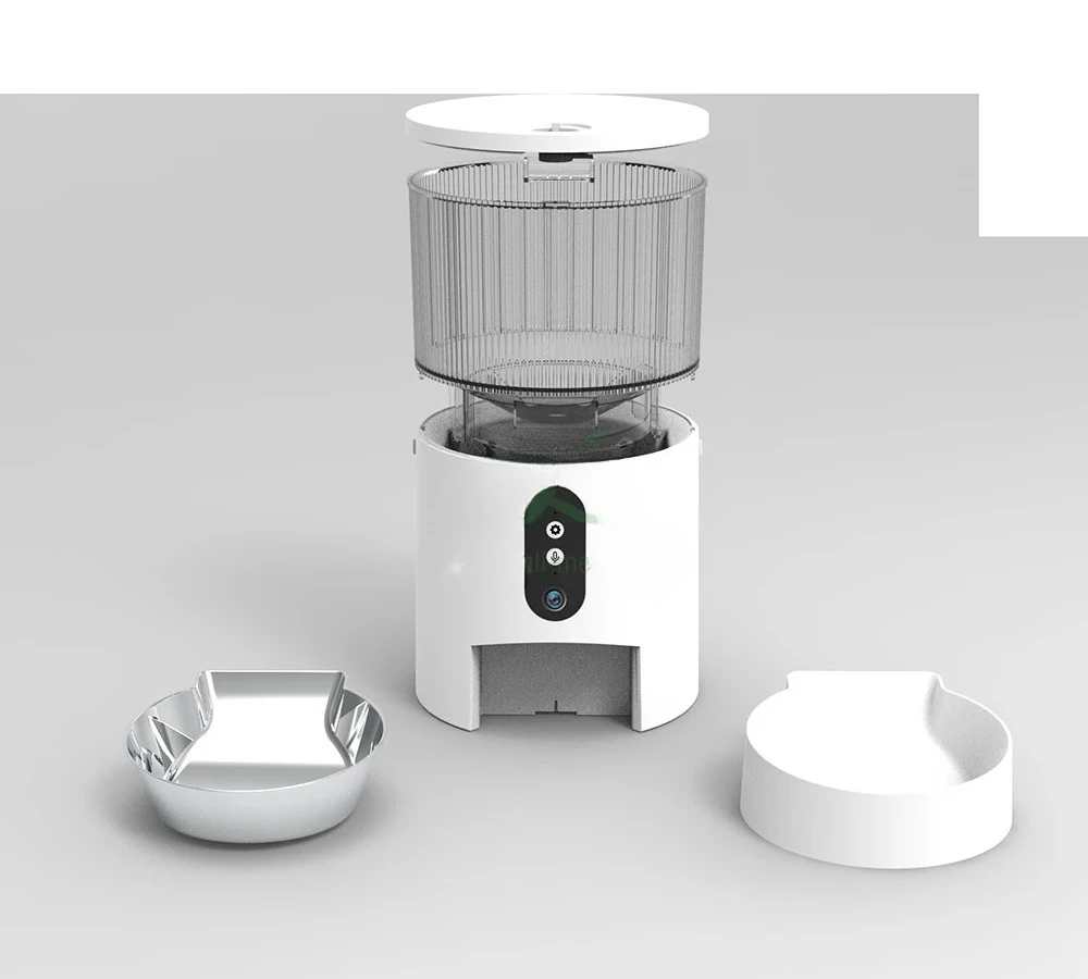 2 Videos Dog & Cat Automatic Food Dispenser 2 Food Bowls For Pet Feeder