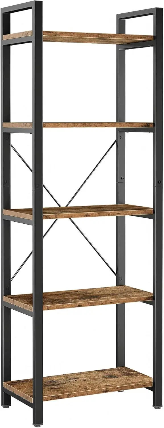 

Bookshelf 5-Tier Ladder Shelf 110 lbs or Shelf Vintage Industrial Style Bookcase for Home Decor, Office Decor