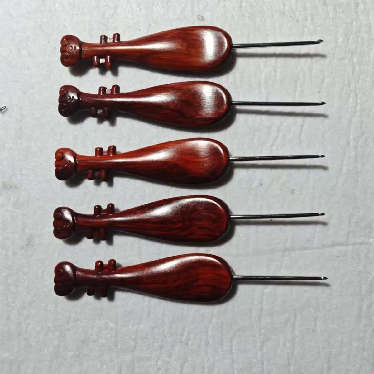 Red Sandalwood Pipa Handle Crochet Hook Stainless Steel Knitting Head  Sweater Needles DIY Sewing Tool