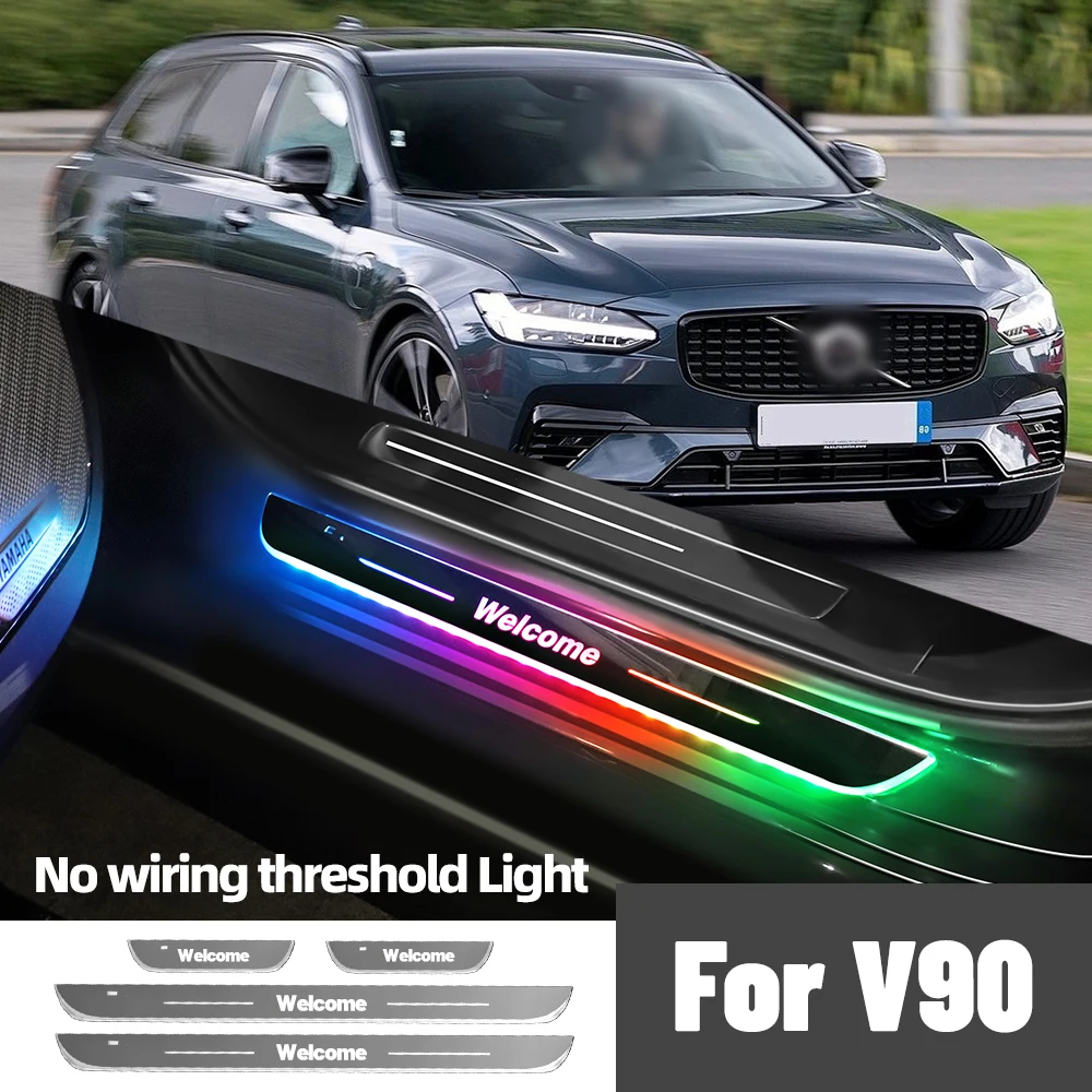 

For Volvo V90 2016-2023 2019 2020 2021 2022 Car Door Sill Light Customized Logo LED Welcome Threshold Pedal Lamp Accessories