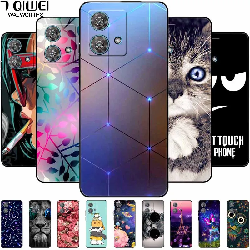 Para moto g84 5g caso silicone macio impresso gato borboleta telefone capa para motorola moto g84 tpu capa para motog84 g 84 saco de moda