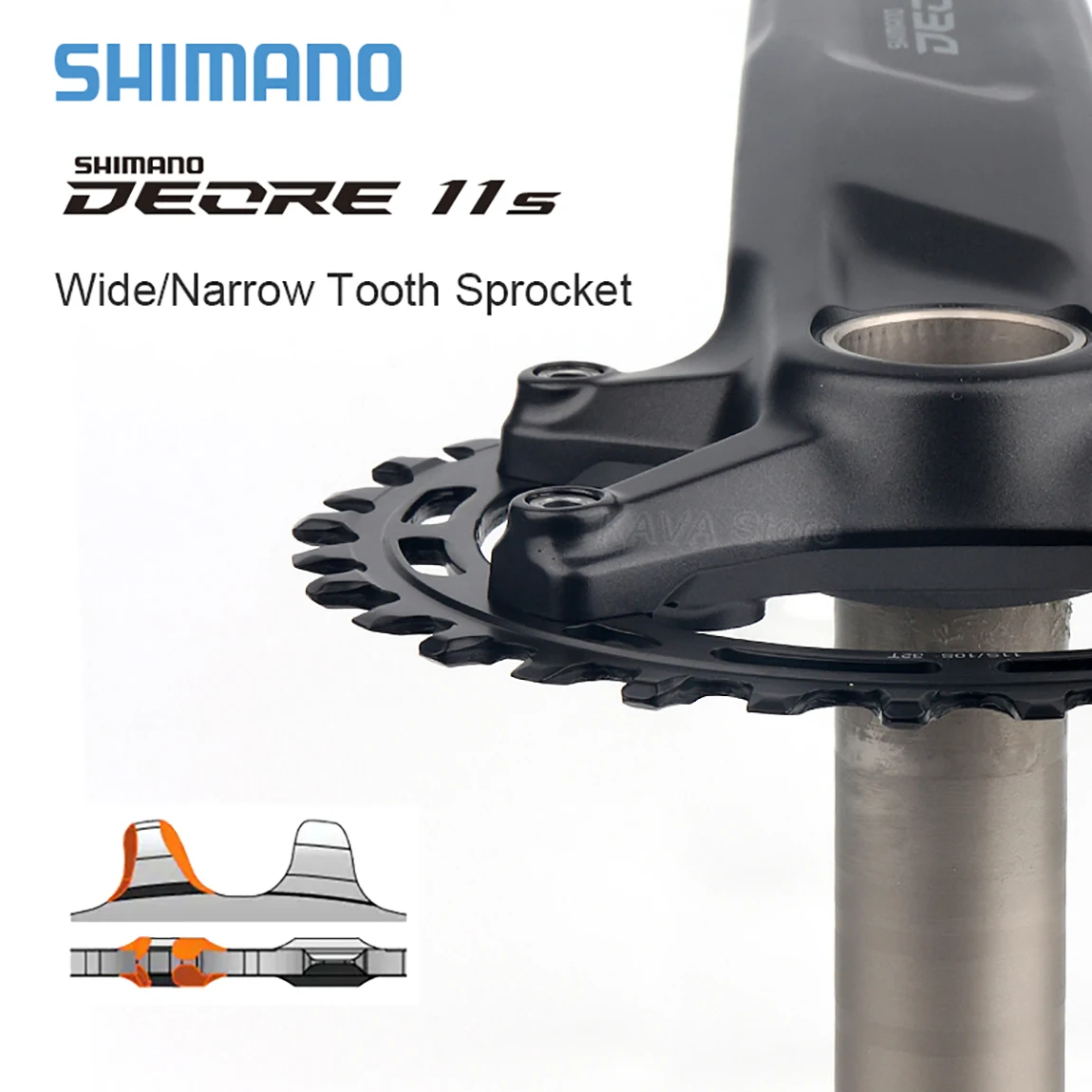 Shimano Deore 11-fach Kettenblatt M5100 Integriertes Kurbelgarnitur-Set MTB 10 11 12 Gang Pedivela 34T 36T 38T 32T Crown Fahrradkurbel – Detail 17