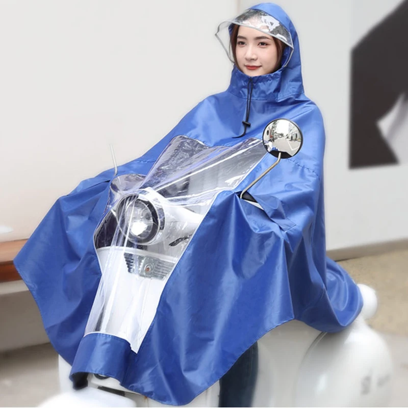 

Unisex Outdoor Motorcycle Rain Poncho Jacket Detachable Hat Brim Waterproof Ebike/Scooter Hoodie Raincoat Cape