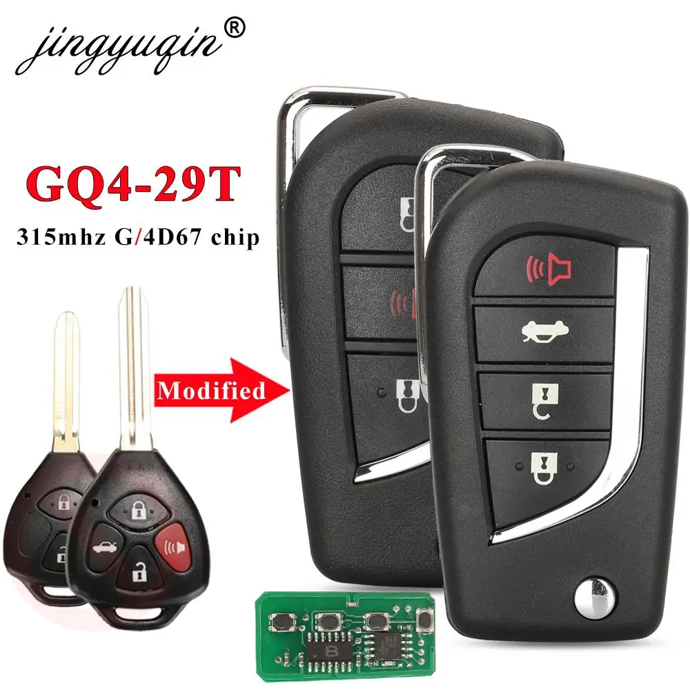 

jingyuqin GQ4-29T 315Mhz Modified Flip Car Key Remote Fob For Toyota Avalon Corolla Matrix 2010 11 2012 2013 Transponder 4D67/G