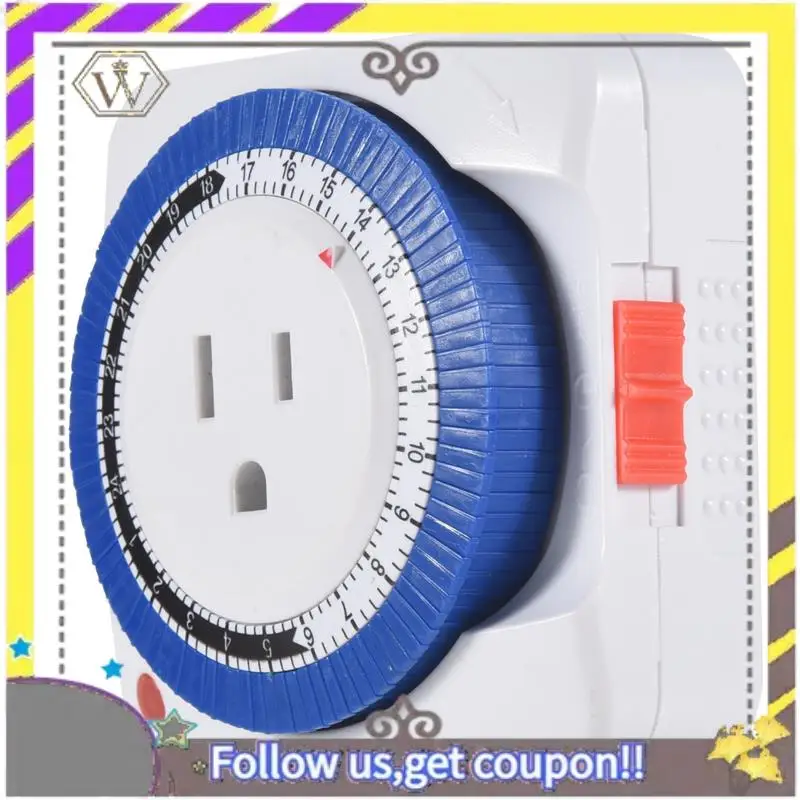 New 24 Hour Timer Socket Mechanical Program Timer Switch Socket 125V Wall Outlet Protector Energy Saveing(US Plug)