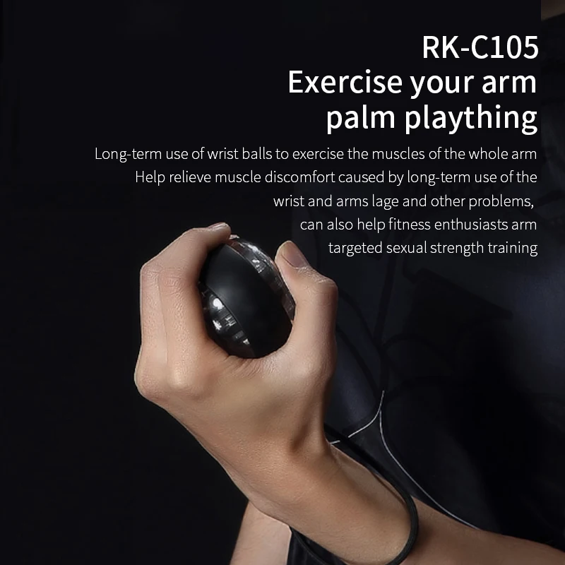 Fortalecedor de pulso e antebraço, Power Ball, Trainer Workout, Basic Push-Up Spinning Gyro Ball com luz LED