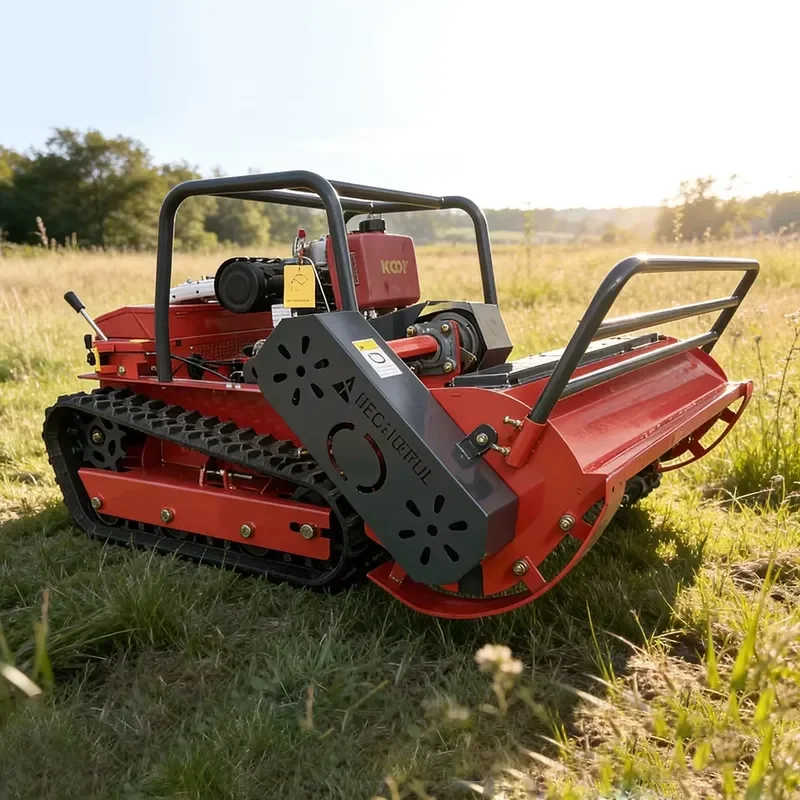Diesel Powered Tracked Remote Control Flail Mower, Robotic Grass Cutter for Agricultural Weeding and Orchard Management