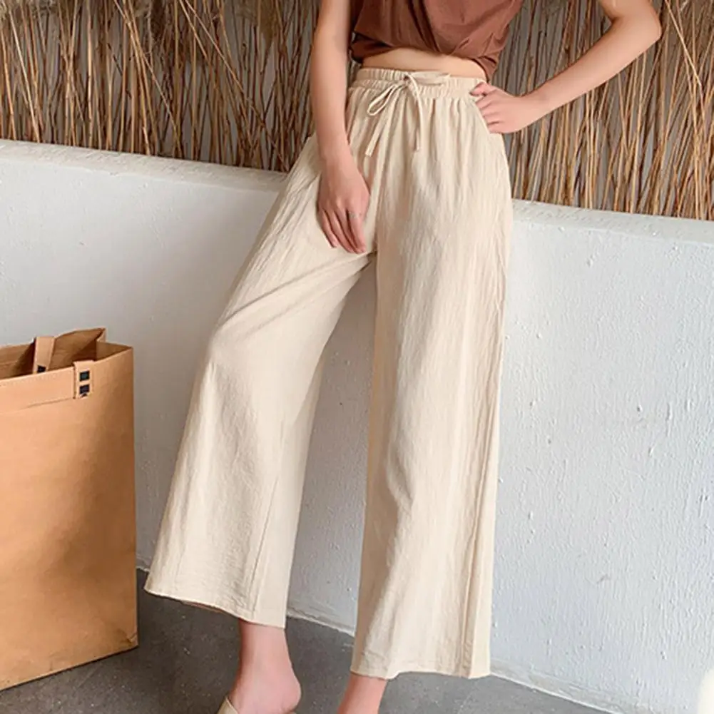 Casual Pants Vintage Streetwear Women Spring Wide Leg Pants Loose Beach Holiday Overalls Buttons Solid Side Pockets Pantalon